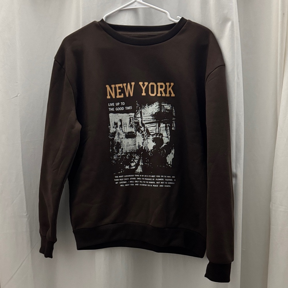 SHEIN Brown New York Graphic Sweatshirt